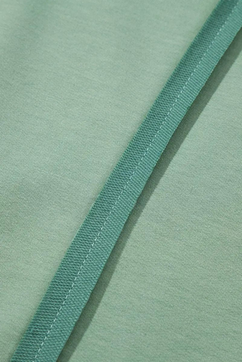 Smoke Green Half Sleeve Raw Seam High Low Side Split Top - Love Salve